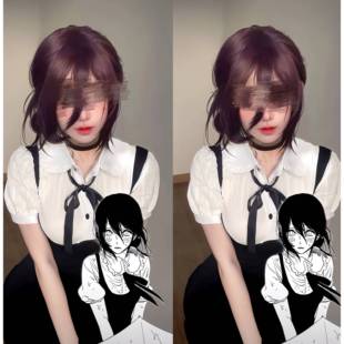 电锯人蕾塞cos服套装泡泡袖假两件连衣裙学院风制服日常cosplay服