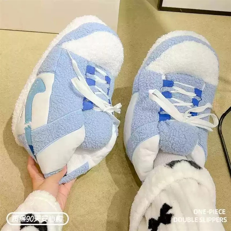 恶搞aj棉拖鞋搞怪室内情侣居家毛毛鞋冬季保暖胖胖面包大棉鞋男女