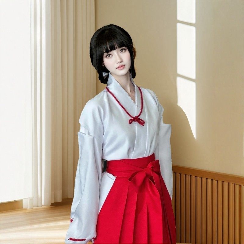 桔梗cos服 日式巫女服cosplay假发日暮戈微衣服和服万圣节表演服图片