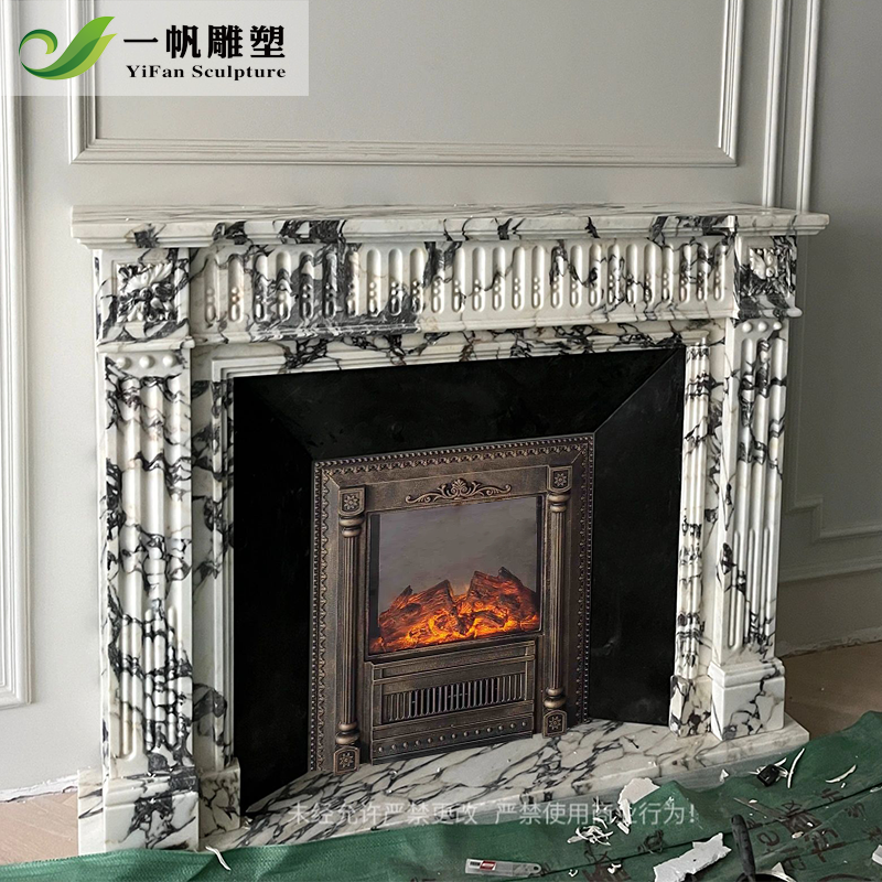 大理石壁炉法式大花白宝格丽石材壁炉客厅玄关美式简约装壁炉饰柜
