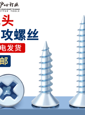 沪心国标高强度蓝白锌十字沉头自攻螺丝平头木螺丝钉加硬M3M4M5M6