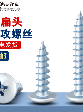 沪心国标高强度蓝白锌大扁头自攻螺丝十字华司木螺丝钉加硬M3M4M5