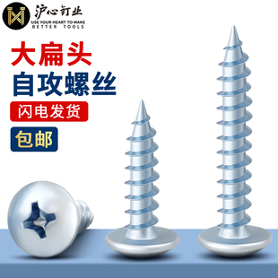 沪心国标高强度蓝白锌大扁头自攻螺丝十字华司木螺丝钉加硬M3M4M5