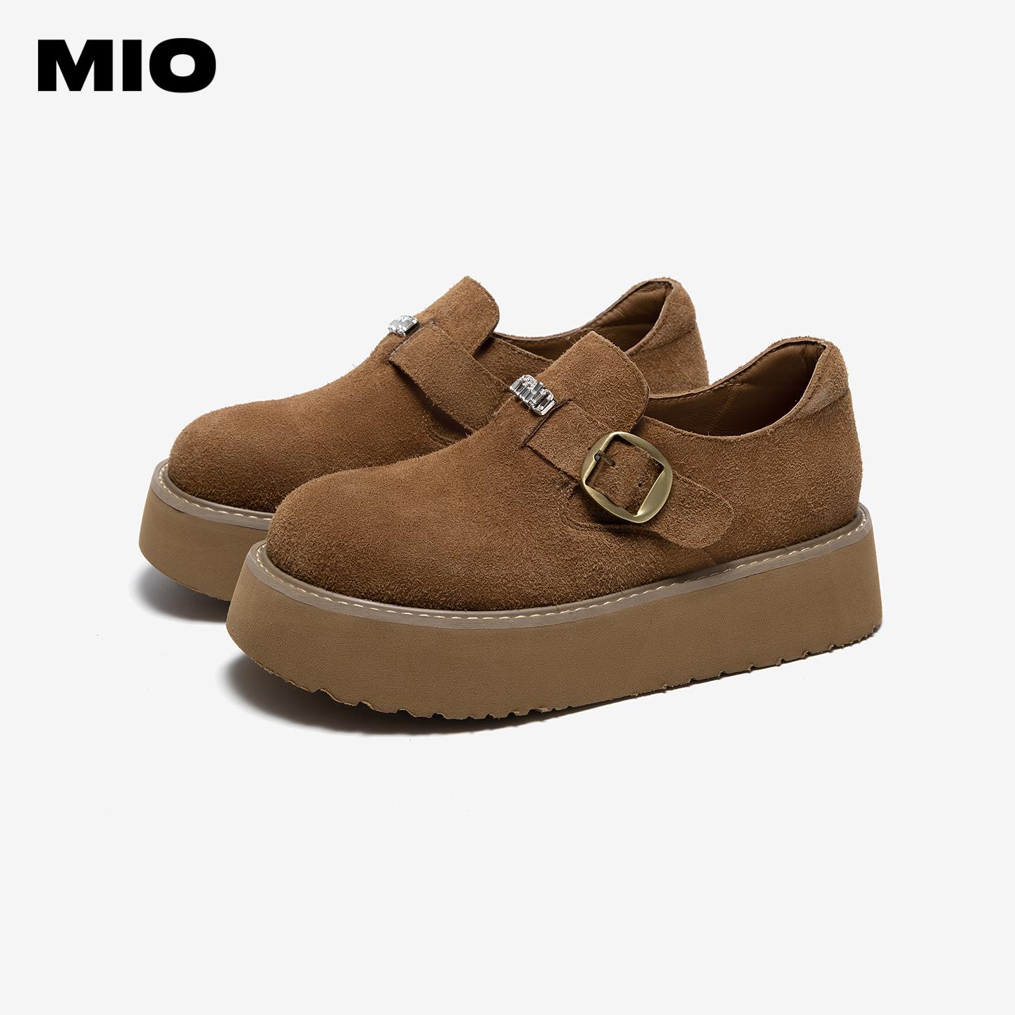 MIO米奥秋季圆头厚底牛绒休闲鞋