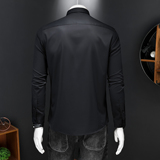 2026年男春秋季新款黑色长袖衬衫时尚潮牌修身印花衬衣A9221P130，男装衬衫，电商D220