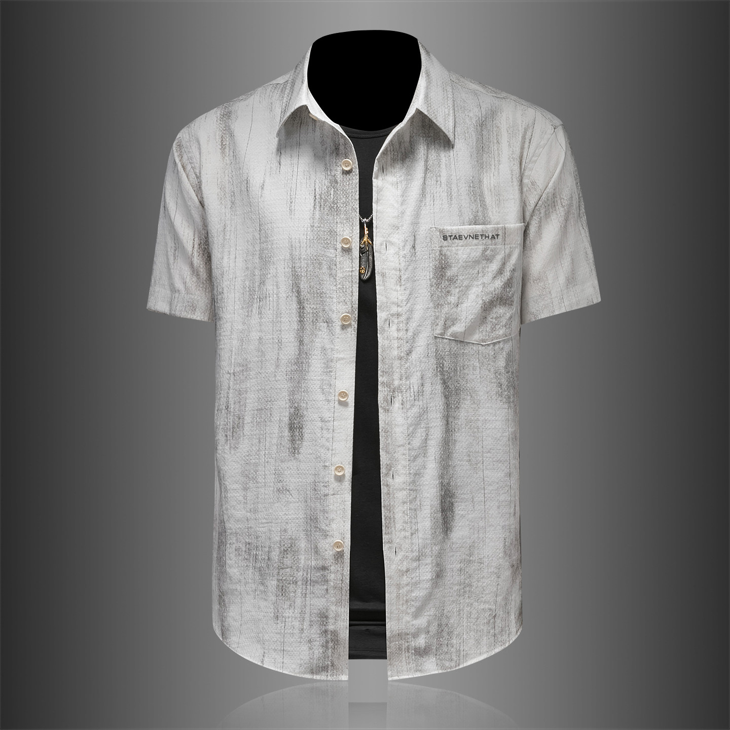 2026年男夏季新款薄款亚麻料短袖宽松衬衫外套时尚衬衣6139P125，男装T恤，电商D220
