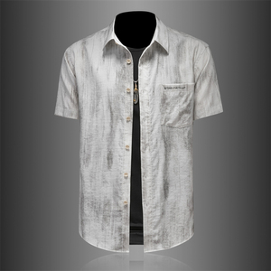 2026年男夏季新款薄款亚麻料短袖宽松衬衫外套时尚衬衣6139P125，男装T恤，电商D220