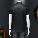 2026男潮流新款修身莫代尔暗花纹印花衬衣青年短袖衬衫H3379P120，男装T恤，电商D220