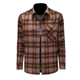 2026年男士春秋季新款格子长袖宽松衬衫外套时尚修身衬衣025P135，男装衬衫，电商D220