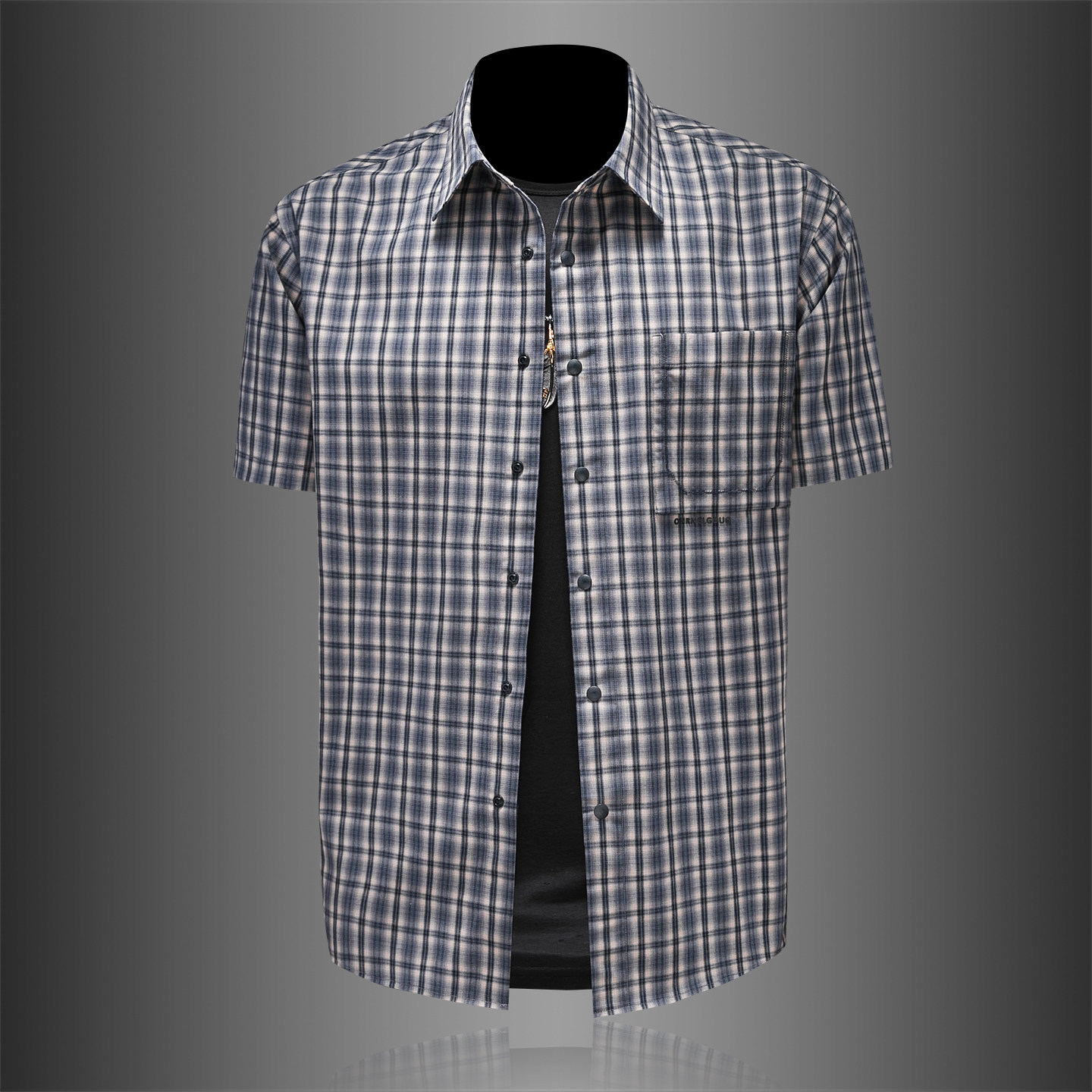 2026年男夏季新款薄款格子短袖宽松衬衫外套时尚衬衣6176P125，男装T恤，电商D220