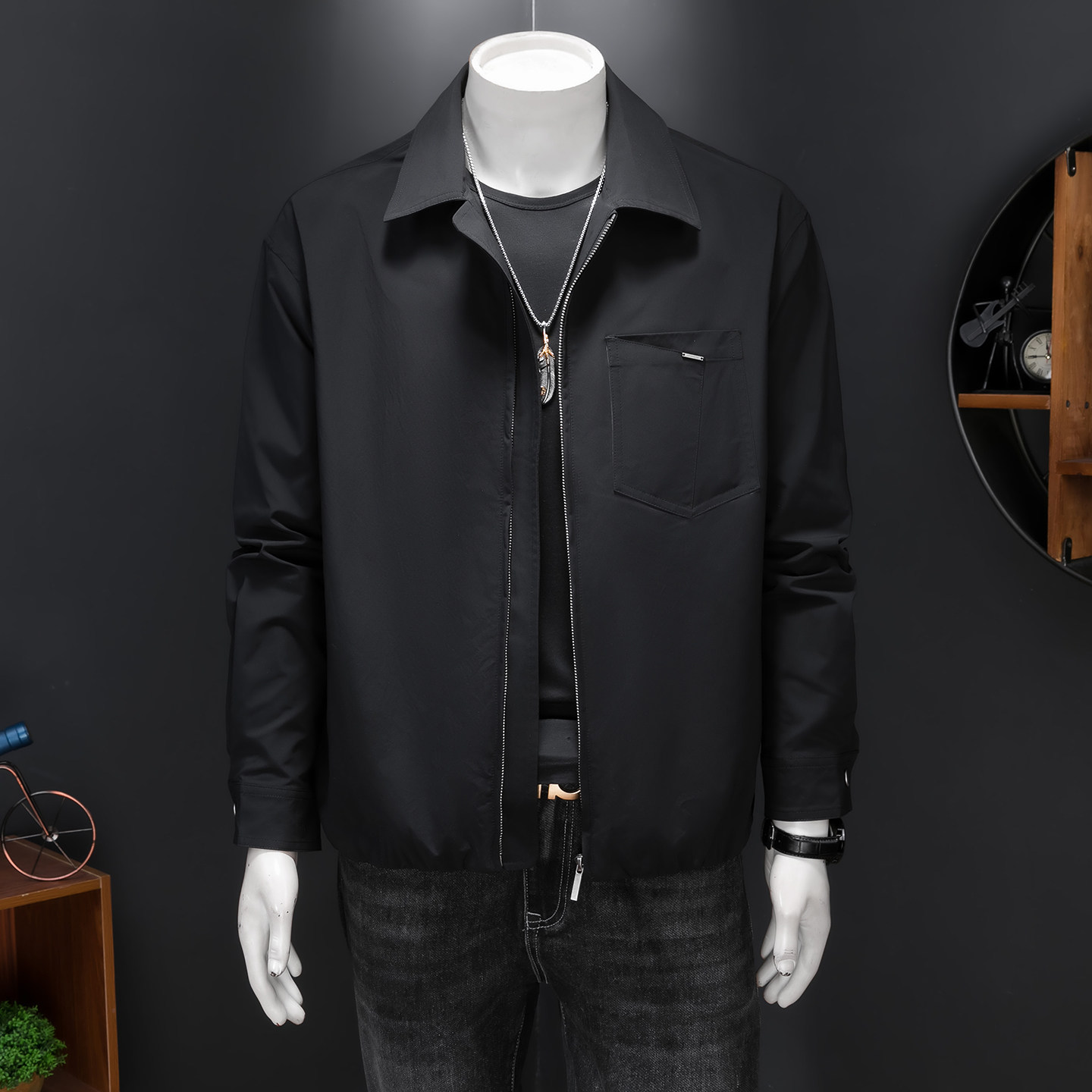 2026新款春秋季男士时尚休闲短款修身韩版简约夹克外套6868P165，男装夹克，电商D220