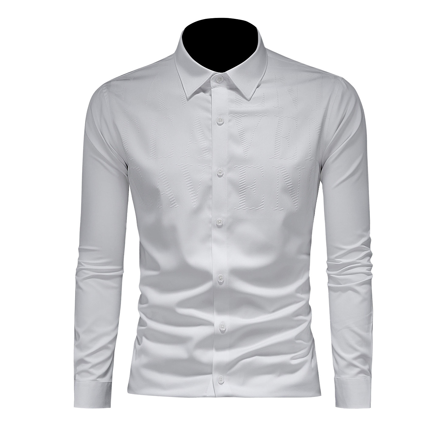 2026年男春秋季新款黑色长袖衬衫时尚潮牌修身印花衬衣A9221P130,男装衬衫,电商D220