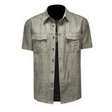 2026年男夏季新款薄款亚麻料短袖宽松衬衫外套时尚衬衣6129P125，男装T恤，电商D220