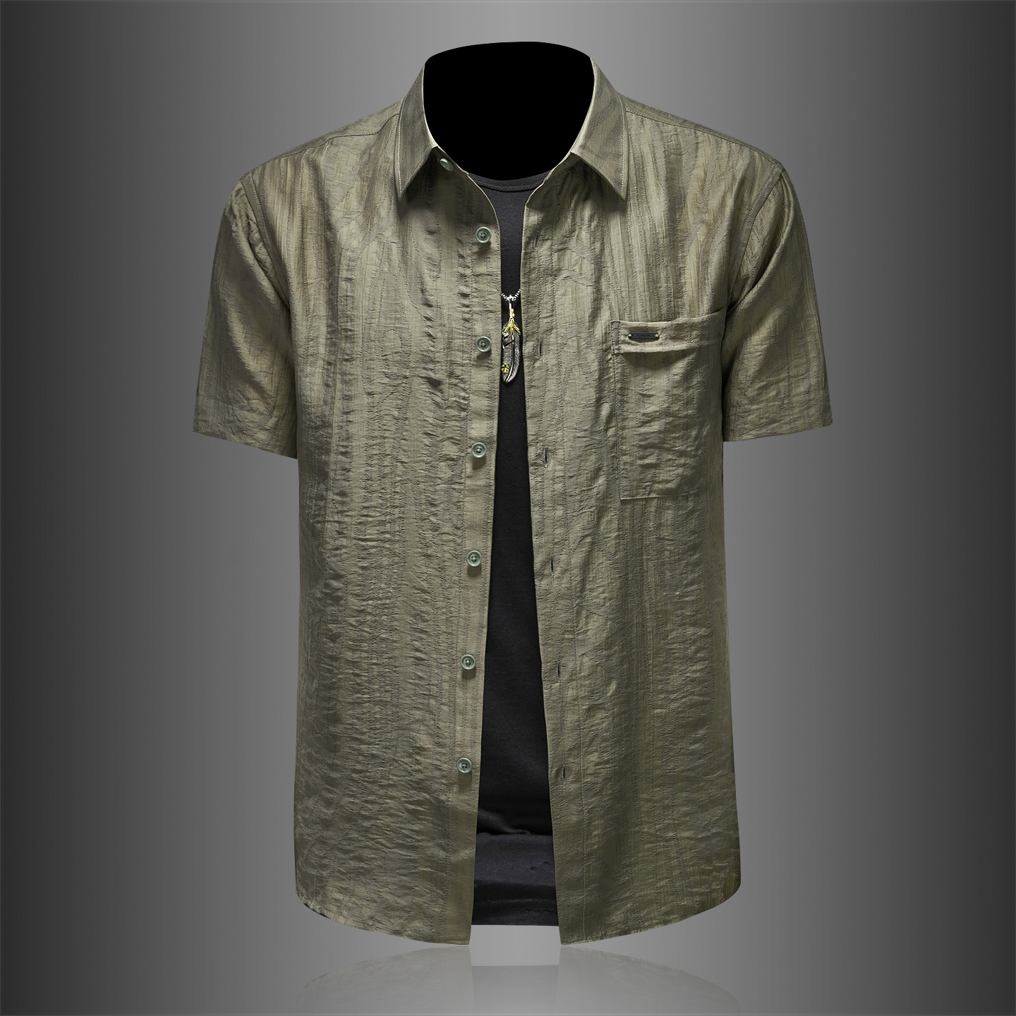 2026年男夏季新款薄款亚麻料短袖宽松衬衫外套时尚衬衣6113P125，男装T恤，电商D220