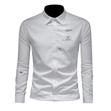 2026年男春秋季新款白色长袖衬衫时尚潮牌修身印花衬衣A9212P130，男装衬衫，电商D220