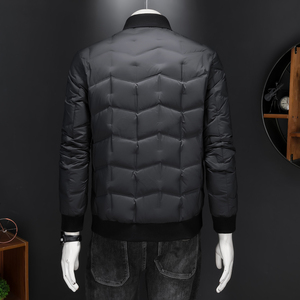2025男冬季新品短款羽绒服潮流翻领暗花纹休闲修身外套25103P320图片