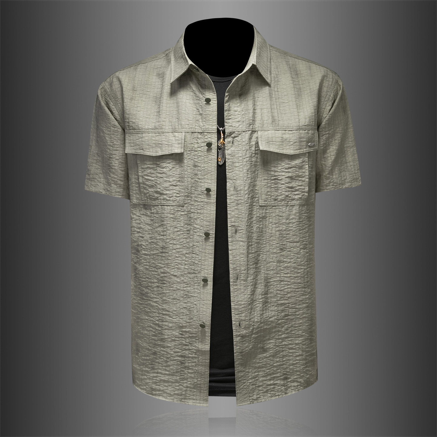 2026年男夏季新款薄款亚麻料短袖宽松衬衫外套时尚衬衣6129P125，男装T恤，电商D220