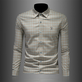 2026年男春秋季新款格子长袖衬衫时尚潮牌修身印花衬衣A9253P130，男装衬衫，电商D220