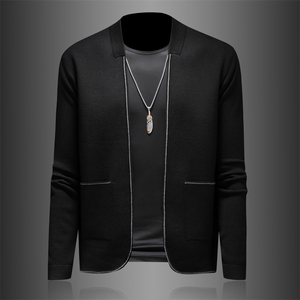 针织羊毛外套男士秋冬新款韩版修身潮流时尚翻领毛衣开衫6872P155，男装针织衫/毛衣，电商D220