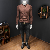 2026年男春秋季新款格子长袖衬衫时尚潮牌修身印花衬衣A9235P130，男装衬衫，电商D220