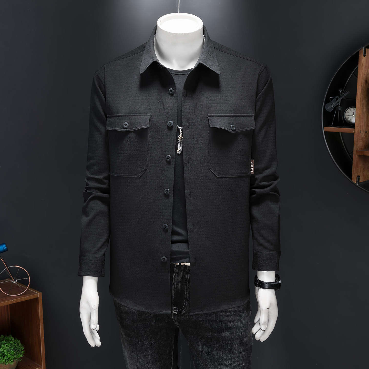 2026新款春秋季男士时尚休闲短款修身韩版简约夹克外套2065P135，男装夹克，电商D220