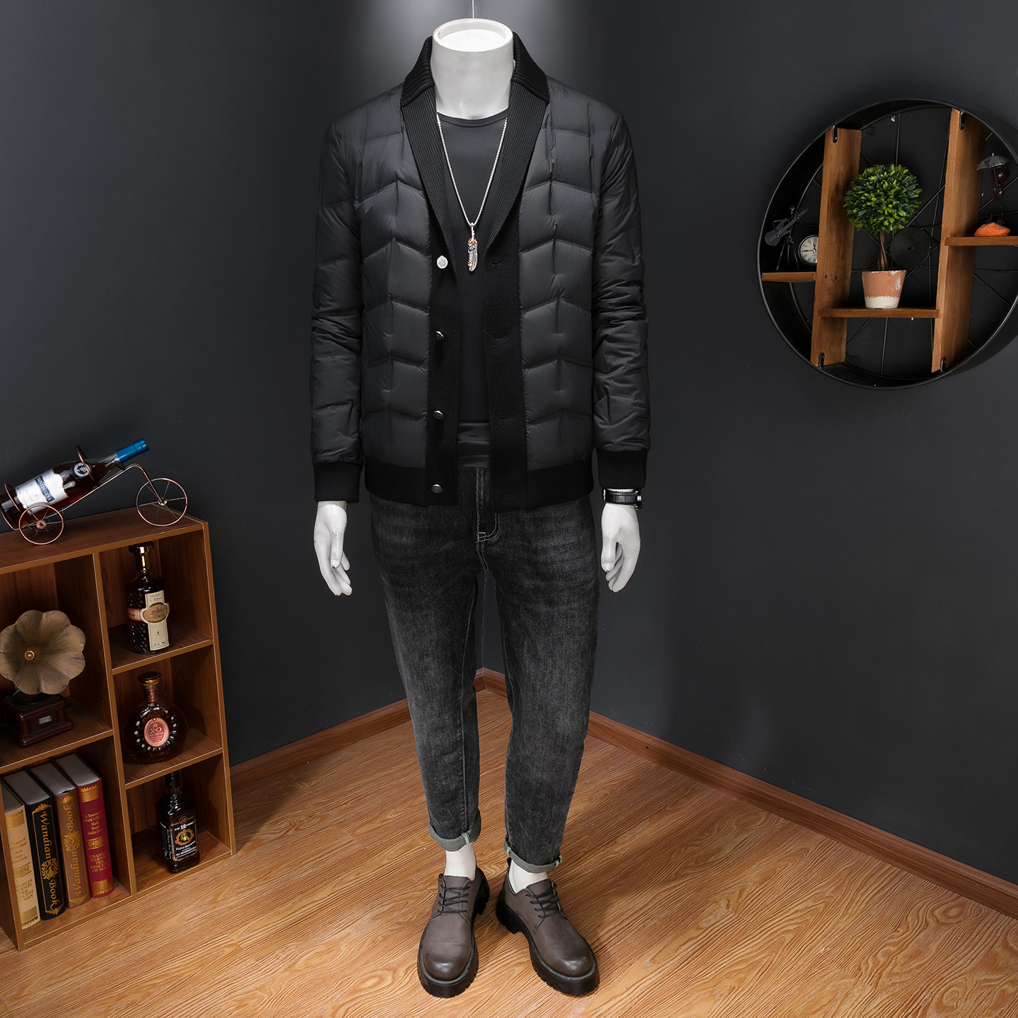 2025男冬季短款羽绒服潮流西装领轻奢风休闲修身外套58266P335,男装西服套装,电商D220
