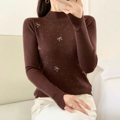 2025新款秋冬套头重工烫钻毛衣女