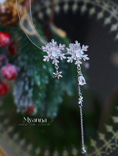 融雪系列|融雪时刻 冬日精致仙气流苏显脸瘦雪花月光石耳针耳夹
