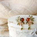 耳环耳钉无耳洞耳夹 精致复古锆石花瓣流苏琉璃新中式 橘子树 重工