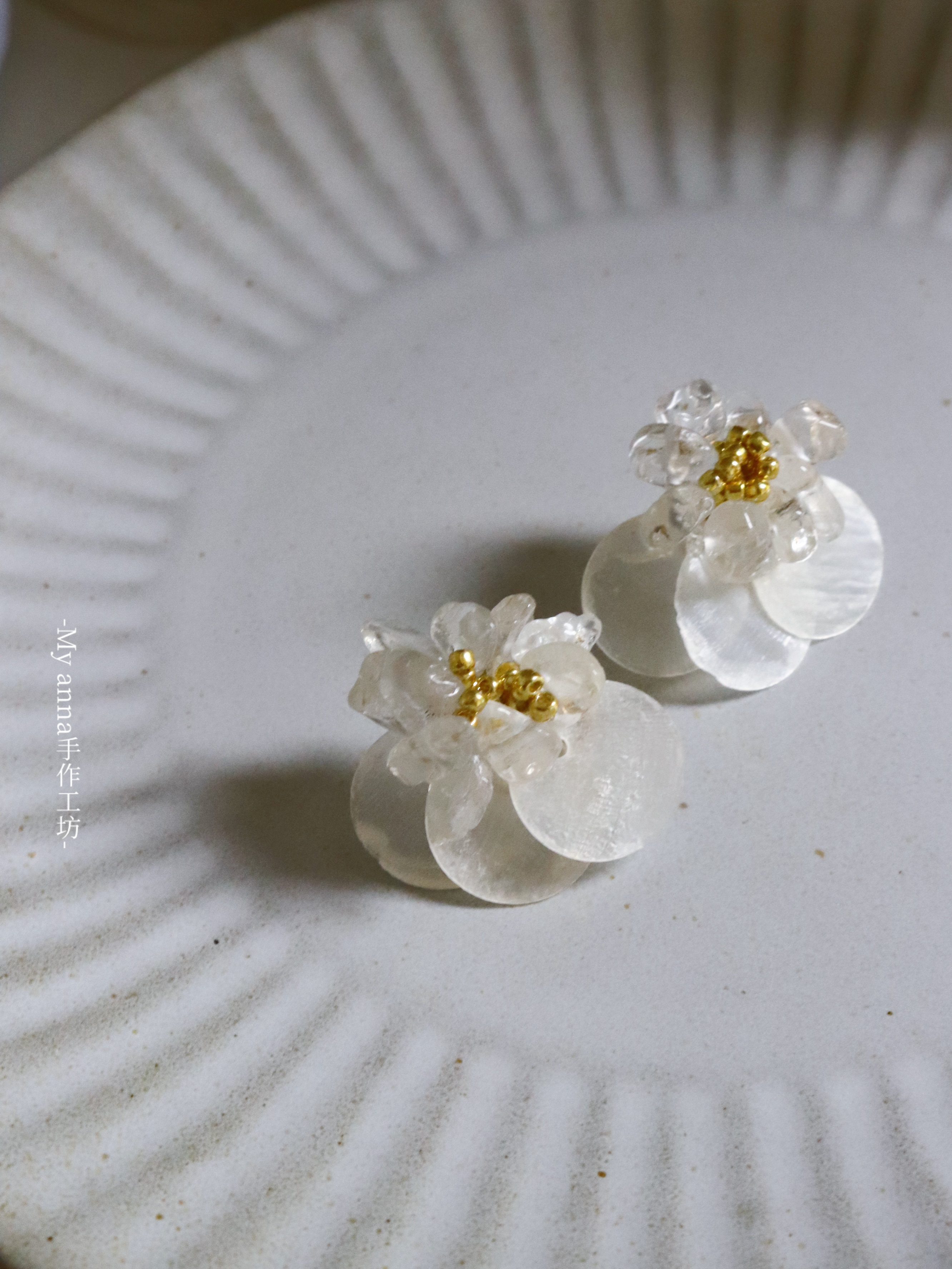 纯白贝母|天然贝~原创设计绕线串珠贝壳天然石复古清冷感耳钉耳夹,饰品/流行首饰/时尚饰品新,耳环,淘宝优惠券,粉丝福利购,淘宝优惠卷