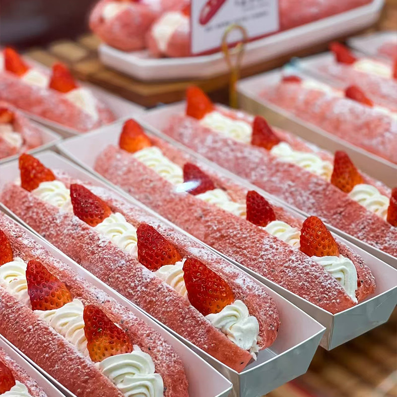 长条草莓魔法棒仙女棒夹心面包包装盒一次性水果甜品蛋糕打包盒子