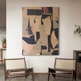 侘寂风客厅装 饰艺术挂画餐厅立体纯手工画 遐思 MUMO.手绘油画
