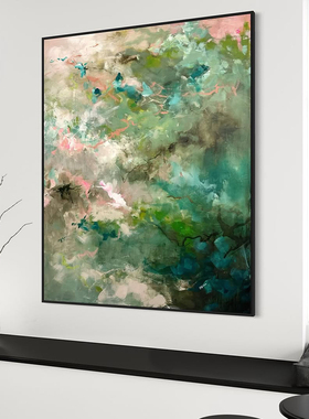 MUMO.原创手绘油画《春水无题》高档抽象画侘寂风玄关肌理艺术画