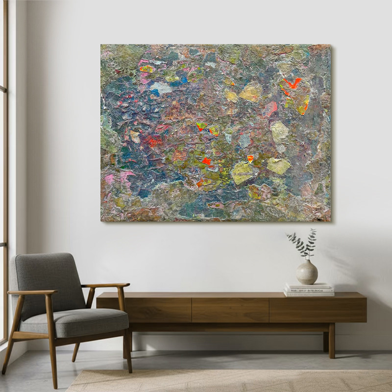 MUMO.原创手绘油画《杂绪织章》侘寂风客厅肌理画玄关装饰艺术画