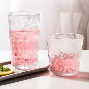 水杯女生早餐杯ins高级感啤酒杯子果汁咖啡杯 冰川玻璃杯家用日式