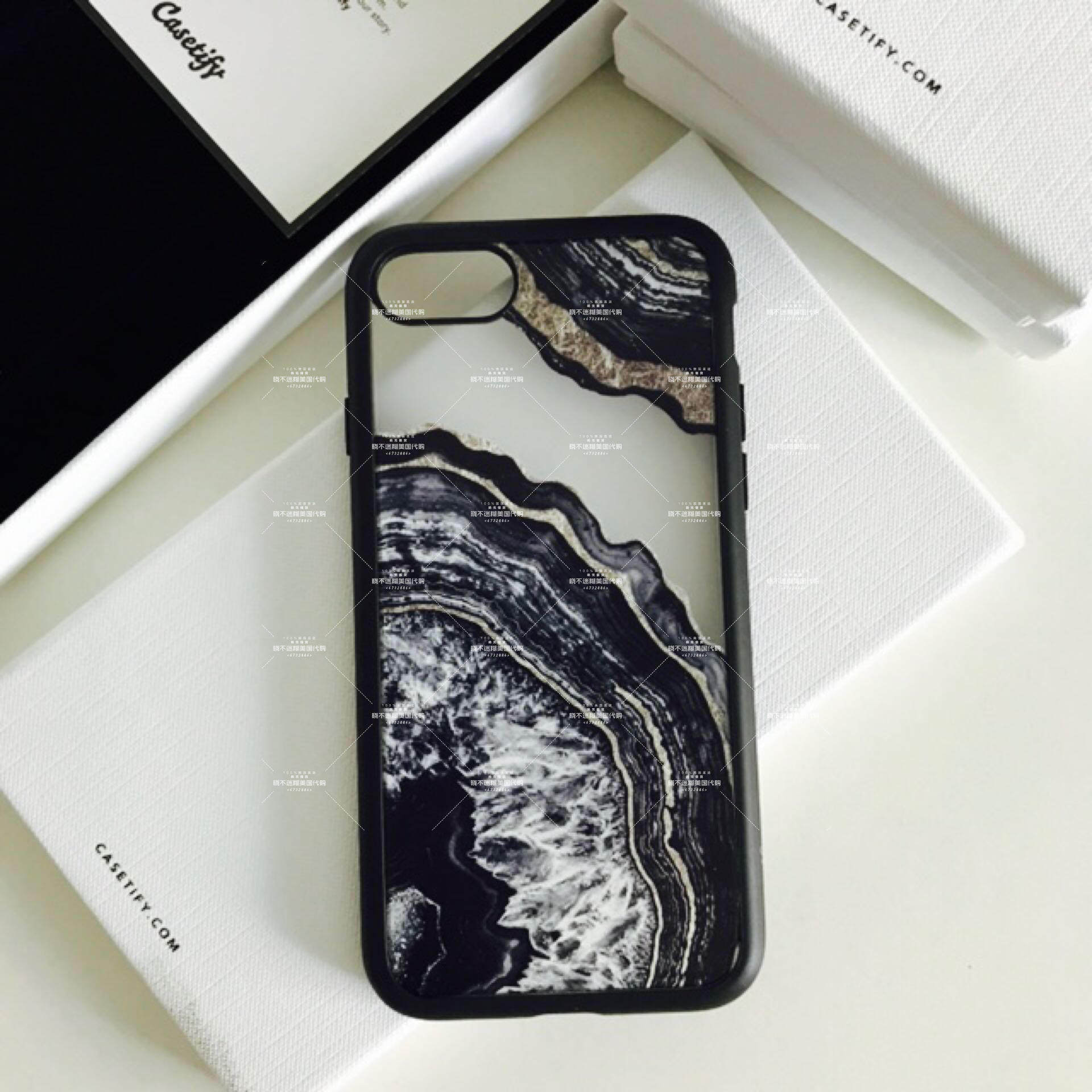 特价现货正品Casetify黑玛瑙纹老虎流沙苹果iPhone 6/7/8手机壳全包围