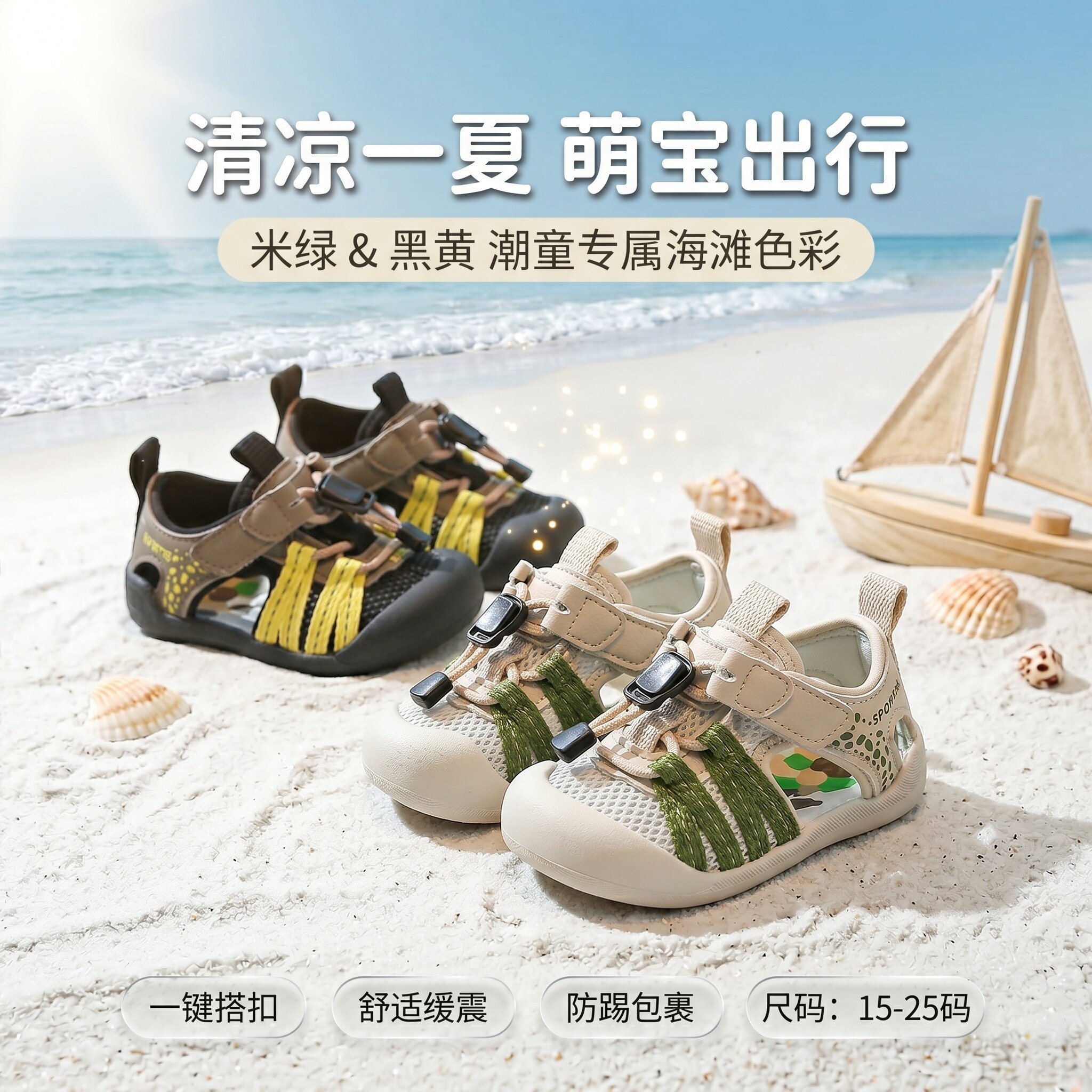 夏季透气软底防滑婴儿学步凉鞋