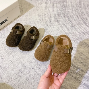2025年冬季新款女童棉鞋保暖加绒勃肯鞋平底防滑小童宝宝二棉鞋子