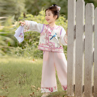 女童汉服套装春季中国风格格服小女孩超仙中式唐装满族服饰演出服