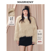 MAXRIENY松绒系穿搭狐狸毛皮草2025冬款 松弛慵懒感气质毛绒外套女