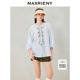 新款 2026夏季 MAXRIENY植物绣花雾蓝色衬衫 荷叶边衬衣 商场同款