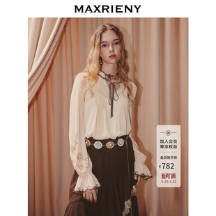 慵懒风穿搭长袖 法式 MAXRIENY云雾衬衫 宽松雪纺衫 优雅游牧