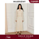 MAXRIENY半身裙2026年春季 新款 米白色高腰裙子百褶裙收腰半裙长裙