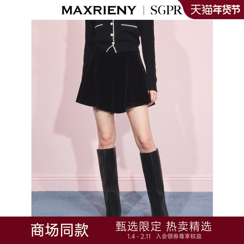 【SGPR】法式复古丝绒裙裤25冬款收腰高腰阔腿短裤,女装/女士精品,休闲裤,淘宝优惠券,粉丝福利购,淘宝优惠卷
