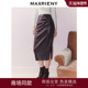 通勤穿搭 轻正式 商场同款 MAXRIENY复古优雅侧开叉铅笔半裙秋款