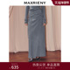 MAXRIENY格雷系气质穿搭抽褶半裙25冬款 修身 显瘦直筒包臀中长裙子
