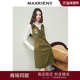 MAXRIENY绣花橄榄绿v领背心连衣裙26春款 商场同款 x型收腰裙