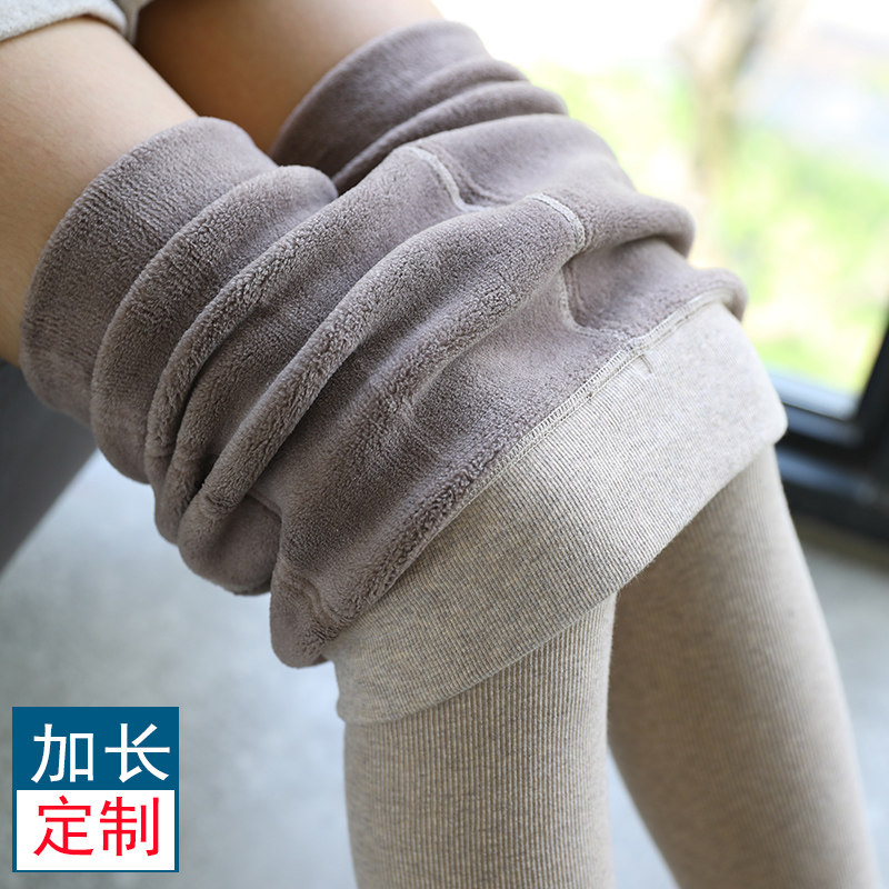 加长加绒螺纹灰色打底裤女高个子棉超长秋冬踩脚外穿竖条纹连裤袜