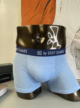 BODYGUARD纯色男时尚印花设计透气舒适柔软中腰平角内裤