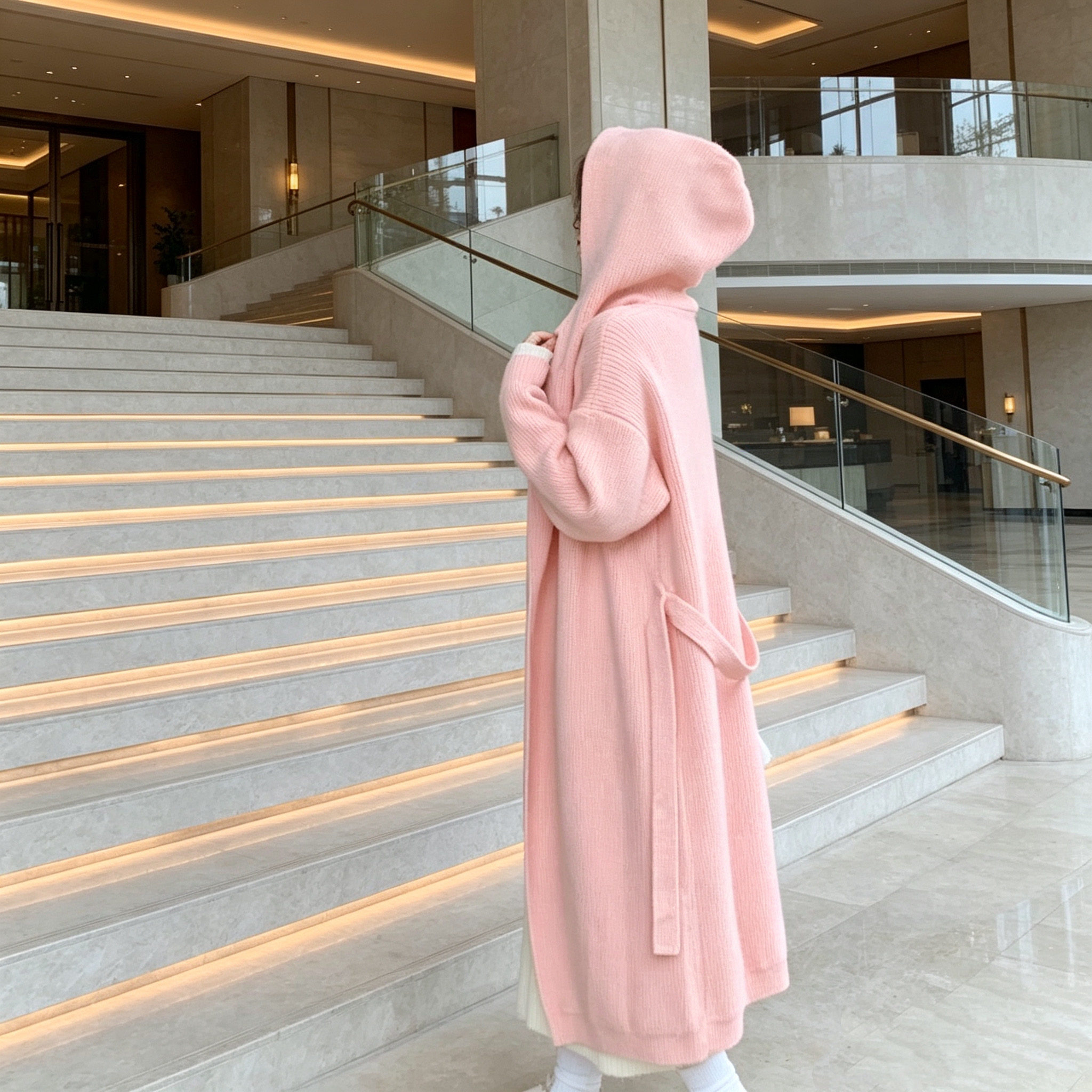 新款春季女装外套针织开衫女中长款宽松慵懒风温柔气质甜美长外套